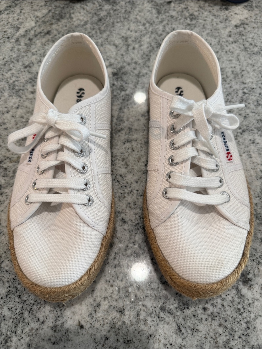 Superga White Canvas Espadrille Low-Top Sneakers